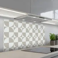 KitchenYeah Spatscherm 120x60 cm - Zelfklevende achterwand Lichtgrijs - Wit - Vierkant - Rond - Keuken muurbeschermer - Spatwand fornuis