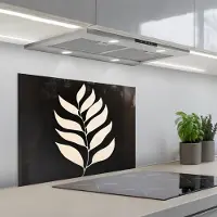 KitchenYeah Spatscherm 70x50 cm - Zelfklevende achterwand Blad - Wit - Minimalistisch - Keuken muurbeschermer - Spatwand fornuis