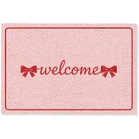 MuchoWow Deurmat 90x60 cm - Droogloopmat Welkom - Strik - Roze - Mat voor binnen - Schoonloopmat - Deurmatten met print - Inloopmat
