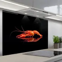 KitchenYeah Spatscherm 120x80 cm - Zelfklevende achterwand Kreeft - Oranje - Zwart - Opvallend - Keuken muurbeschermer - Spatwand fornuis