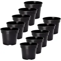 Garronda Plantenpot Bloempot - Kunststof - Rond - Plantenbak – Zwart - 10 Stuk - Zwart, 23cm H=18cm - GD-NIC-SBX90