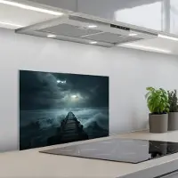 KitchenYeah Spatscherm 60x40 cm - Zelfklevende achterwand Steiger - Storm - Golven - Keuken muurbeschermer - Spatwand fornuis