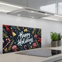 KitchenYeah Spatscherm 80x40 cm - Zelfklevende achterwand Feestelijk - Kerstgroet - Kleurrijk - Keuken muurbeschermer - Spatwand fornuis
