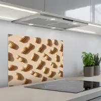 KitchenYeah Spatscherm 70x55 cm - Zelfklevende achterwand Pinda's - Patroon - Beige - Keuken muurbeschermer - Spatwand fornuis