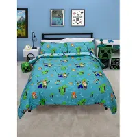 Minecraft Dekbedovertrek - Tweepersoons - 200 x 200 cm. - Dubbelzijdig - Dekbed