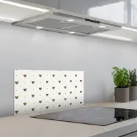 KitchenYeah Spatscherm 70x30 cm - Zelfklevende achterwand Hartjes - Patroon - Raster - Klassiek - Keuken muurbeschermer - Spatwand fornuis