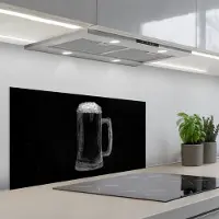KitchenYeah Spatscherm 80x40 cm - Zelfklevende achterwand Bierpul - Schuim - Krijttekening - Keuken muurbeschermer - Spatwand fornuis