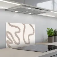 KitchenYeah Spatscherm 60x40 cm - Zelfklevende achterwand Abstract - Moderne kunst - Beige - Keuken muurbeschermer - Spatwand fornuis