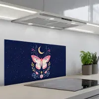 KitchenYeah Spatscherm 80x40 cm - Zelfklevende achterwand Vlinder - Maan - Bloemen - Sterrenhemel - Keuken muurbeschermer - Spatwand fornuis