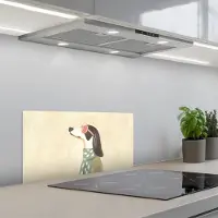 KitchenYeah Spatscherm 60x30 cm - Zelfklevende achterwand Hond - Zonnebril - Sjaal - Keuken muurbeschermer - Spatwand fornuis