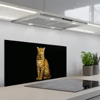 KitchenYeah Spatscherm 80x40 cm - Zelfklevende achterwand Panter - Realistisch - Bruin - Keuken muurbeschermer - Spatwand fornuis
