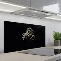 KitchenYeah Spatscherm 100x50 cm - Zelfklevende achterwand Gipskruid - Bloemetjes - Wit - Minimalistisch - Keuken muurbeschermer - Spatwand fornuis