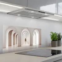 KitchenYeah Spatscherm 90x45 cm - Zelfklevende achterwand Hal - Bogen - Symmetrisch - Modern - Keuken muurbeschermer - Spatwand fornuis