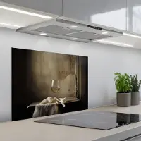 KitchenYeah Spatscherm 70x55 cm - Zelfklevende achterwand Strik - Beige - Witte - Wijn - Keuken muurbeschermer - Spatwand fornuis