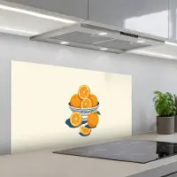 KitchenYeah Spatscherm 100x50 cm - Zelfklevende achterwand Schaal - Minimalistisch - Oranje - Sinaasappels - Keuken muurbeschermer - Spatwand fornuis