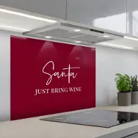 KitchenYeah Spatscherm 90x70 cm - Zelfklevende achterwand Santa - Wine - Rood - Kerst - Kerstman - Keuken muurbeschermer - Spatwand fornuis