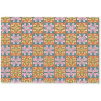 MuchoWow Deurmat 60x40 cm - Droogloopmat Bloemen - Retro - Patroon - Kleurrijk - Mat voor binnen - Schoonloopmat - Deurmatten met print - Inloopmat