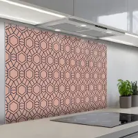 KitchenYeah Spatscherm 120x80 cm - Zelfklevende achterwand Strak - Patroon - Roze - Donkerblauw - Keuken muurbeschermer - Spatwand fornuis