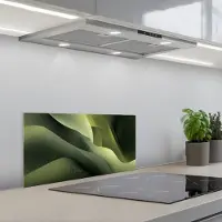 KitchenYeah Spatscherm 60x30 cm - Zelfklevende achterwand Gaming - Golven - Abstract - Heuvels - Groen - Keuken muurbeschermer - Spatwand fornuis