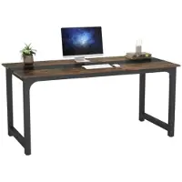 Mazazu Bureau – Industriele Werkbank – Stevig Onderstel – Zwart/Houtkleur – 160x80x75 cm
