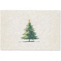 MuchoWow Deurmat 60x40 cm - Droogloopmat Kerstboom - Illustratie - Ster - Sneeuw - Mat voor binnen - Schoonloopmat - Deurmatten met print - Inloopmat