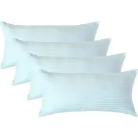 Homescapes Satijn Streep Katoen Kussensloop 40x80 cm – Set van 4 – Aquablauw – 100% Egyptisch Katoen – Draaddichtheid 330