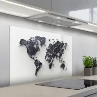KitchenYeah Spatscherm 100x65 cm - Zelfklevende achterwand Wereldkaart - Marmer print - Modern - Keuken muurbeschermer - Spatwand fornuis