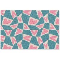 MuchoWow Deurmat 90x60 cm - Droogloopmat Blauw - Vlakken - Patroon - Hartjes - Mat voor binnen - Schoonloopmat - Deurmatten met print - Inloopmat