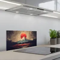 KitchenYeah Spatscherm 70x30 cm - Zelfklevende achterwand Bergtop - Sneeuw - Zon - Keuken muurbeschermer - Spatwand fornuis