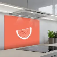 KitchenYeah Spatscherm 90x70 cm - Zelfklevende achterwand Watermeloen - Lijnen - Koraalrood - Keuken muurbeschermer - Spatwand fornuis