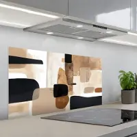 KitchenYeah Spatscherm 100x50 cm - Zelfklevende achterwand Vlakken - Abstract - Zwart - Strepen - Keuken muurbeschermer - Spatwand fornuis