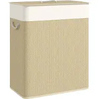 HOMCOM Wasmand - Bamboe - 52x32x63cm - Wit