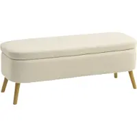 HOMCOM -Opbergpoef-Fleece Teddy (100% polyester)-120x42x45cm-Beige