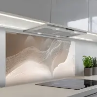 KitchenYeah Spatscherm 120x60 cm - Zelfklevende achterwand Golvende lijnen - Luchtstromen - Harmonieus - Keuken muurbeschermer - Spatwand fornuis