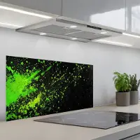 KitchenYeah Spatscherm 80x40 cm - Zelfklevende achterwand Gaming - Spetters - Groen - Chaotisch - Groen - Keuken muurbeschermer - Spatwand fornuis