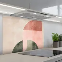 KitchenYeah Spatscherm 80x55 cm - Zelfklevende achterwand Cirkel - Abstract - Roze - Keuken muurbeschermer - Spatwand fornuis