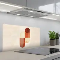 KitchenYeah Spatscherm 90x45 cm - Zelfklevende achterwand Bogen - Beige - Vormen - Keuken muurbeschermer - Spatwand fornuis
