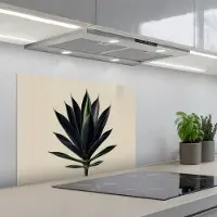 KitchenYeah Spatscherm 70x50 cm - Zelfklevende achterwand Agaveplant - Symmetrisch - Groen - Keuken muurbeschermer - Spatwand fornuis