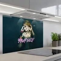 KitchenYeah Spatscherm 80x55 cm - Zelfklevende achterwand Vrouw - Roos - Quote - Keuken muurbeschermer - Spatwand fornuis