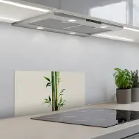 KitchenYeah Spatscherm 60x30 cm - Zelfklevende achterwand Bamboestengels - Sierlijk - Groen - Keuken muurbeschermer - Spatwand fornuis