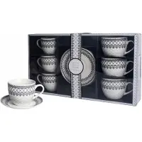 Livello Porseleinen Koffieservies: 6 Mokken 250ml set Schotels
