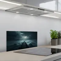 KitchenYeah Spatscherm 70x30 cm - Zelfklevende achterwand Steiger - Storm - Golven - Keuken muurbeschermer - Spatwand fornuis