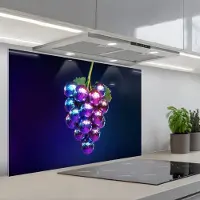 KitchenYeah Spatscherm 90x60 cm - Zelfklevende achterwand Paars - Disco - Feest - Druif - Keuken muurbeschermer - Spatwand fornuis