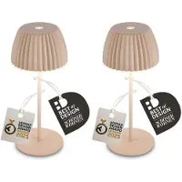 Briloner Champ mini - Set van 2 Oplaadbare Mini Tafellampen - met touch dimbaar - german design award winner 2025 - beige - Ø8,5 x 20cm