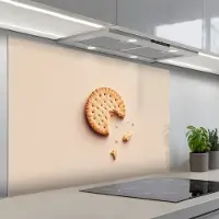 KitchenYeah Spatscherm 120x80 cm - Zelfklevende achterwand Koekje - Kruimels - beige - Keuken muurbeschermer - Spatwand fornuis