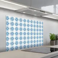KitchenYeah Spatscherm 100x65 cm - Zelfklevende achterwand Zee - Sfeer - Blauw - Wit - Keuken muurbeschermer - Spatwand fornuis