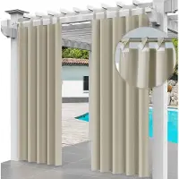 Ferocity - Buitengordijnen - 220 x 155 cm - 2 Panelen - Terras Pergola Balkon Paviljoen Overkapping - Outdoor Gordijnen - Waterdicht - UV-bestendig - Privacy - Polyester - Beige