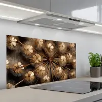 KitchenYeah Spatscherm 100x50 cm - Zelfklevende achterwand Droogbloemen - Bruin - Natuur - Keuken muurbeschermer - Spatwand fornuis