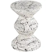 Sweeek - Bijzettafel, nachtkastje van geëmailleerd staal, gevlekt motief ø33 x 47cm - zina