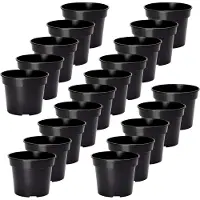 Garronda Plantenpot Bloempot - Kunststof - Rond – Plantenbak – Zwart – 20 Stuk – Zwart, 28cm H=22cm - GD-NIC-SBX90